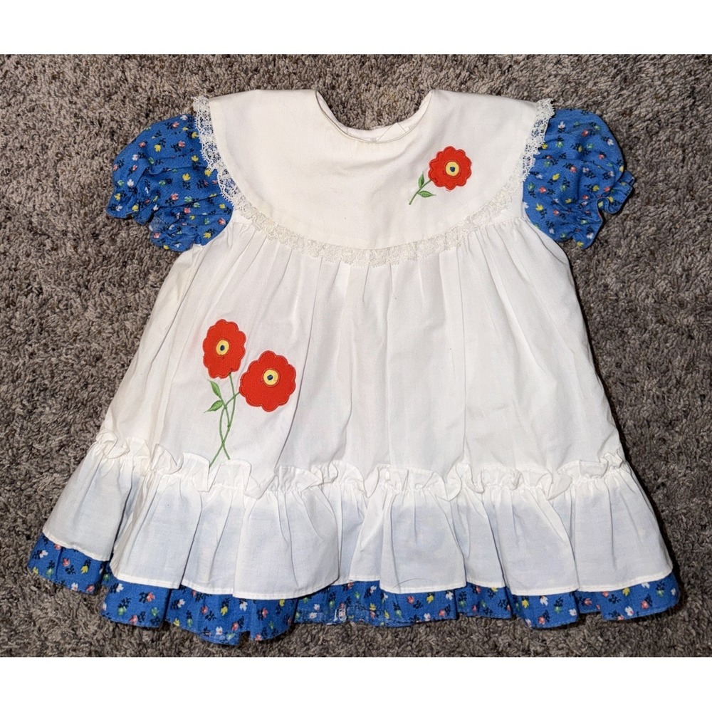 Vintage JCPenney Toddle Time Size 1/2 (14-18 Lbs) Girl Dress Floral & Lace Trim